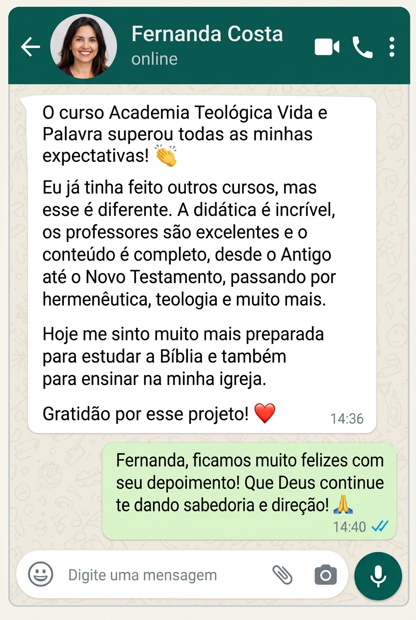 Print completo do feedback de Fernanda Costa no WhatsApp