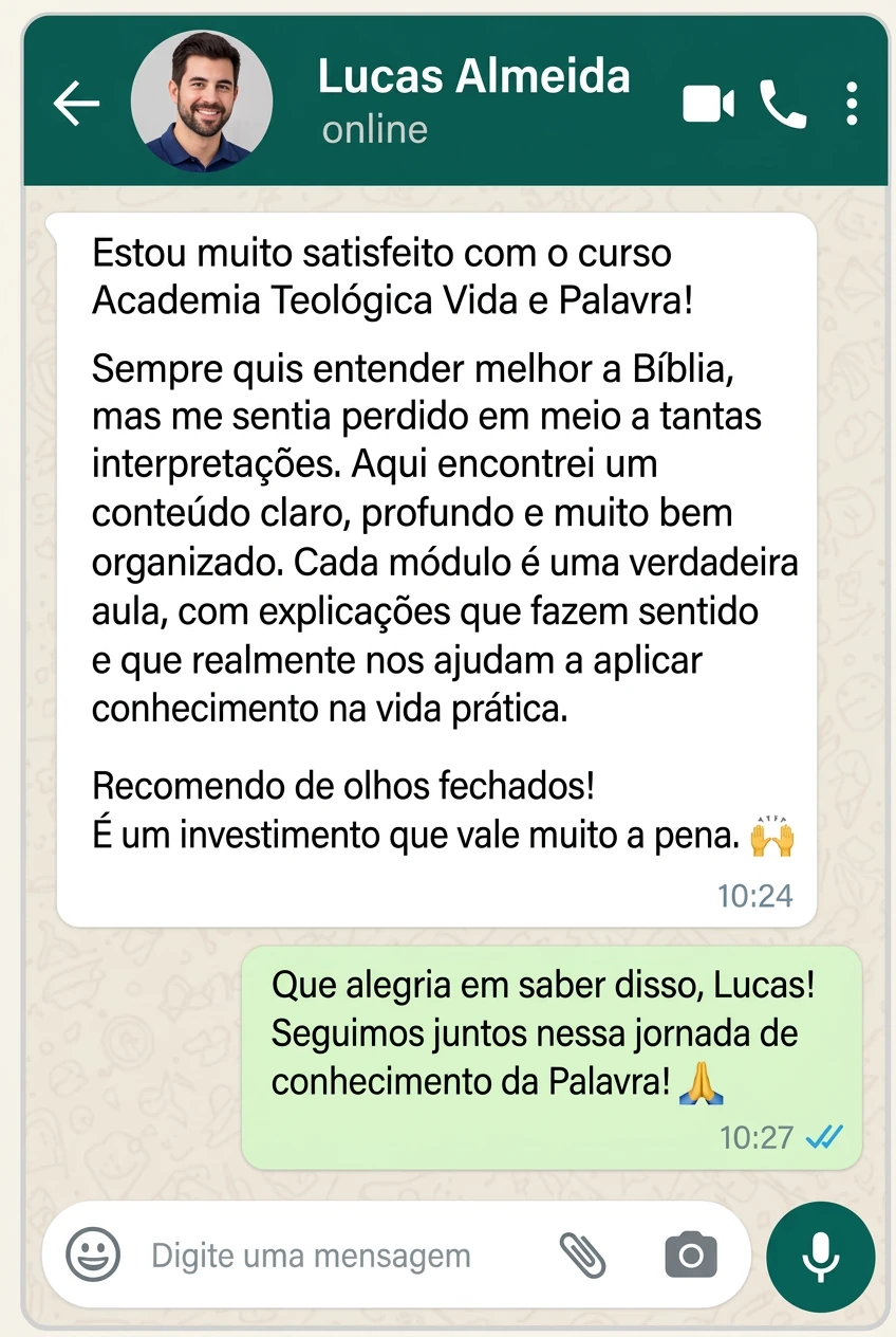 Print completo do feedback de Lucas Almeida no WhatsApp