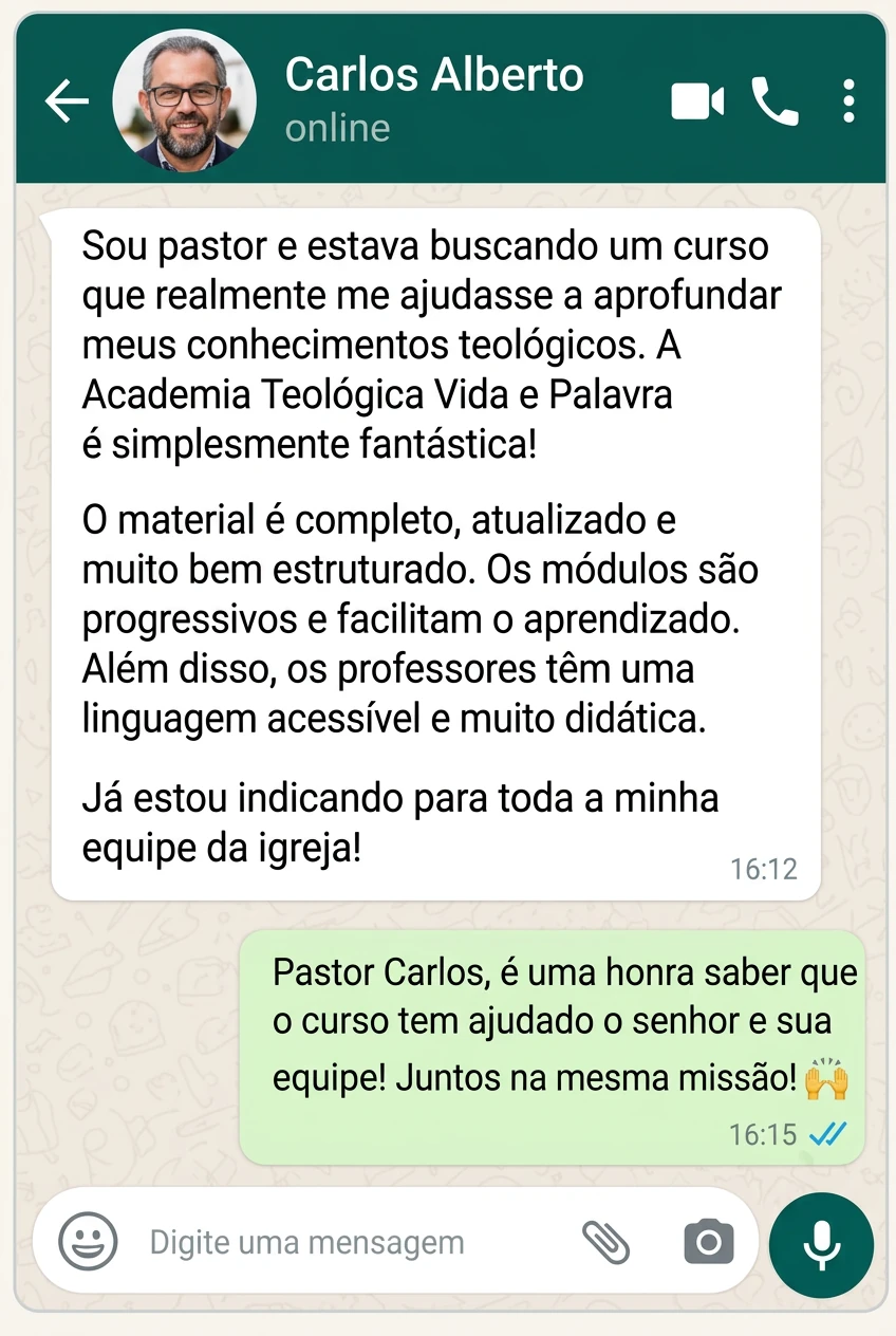 Print completo do feedback de Carlos Alberto no WhatsApp